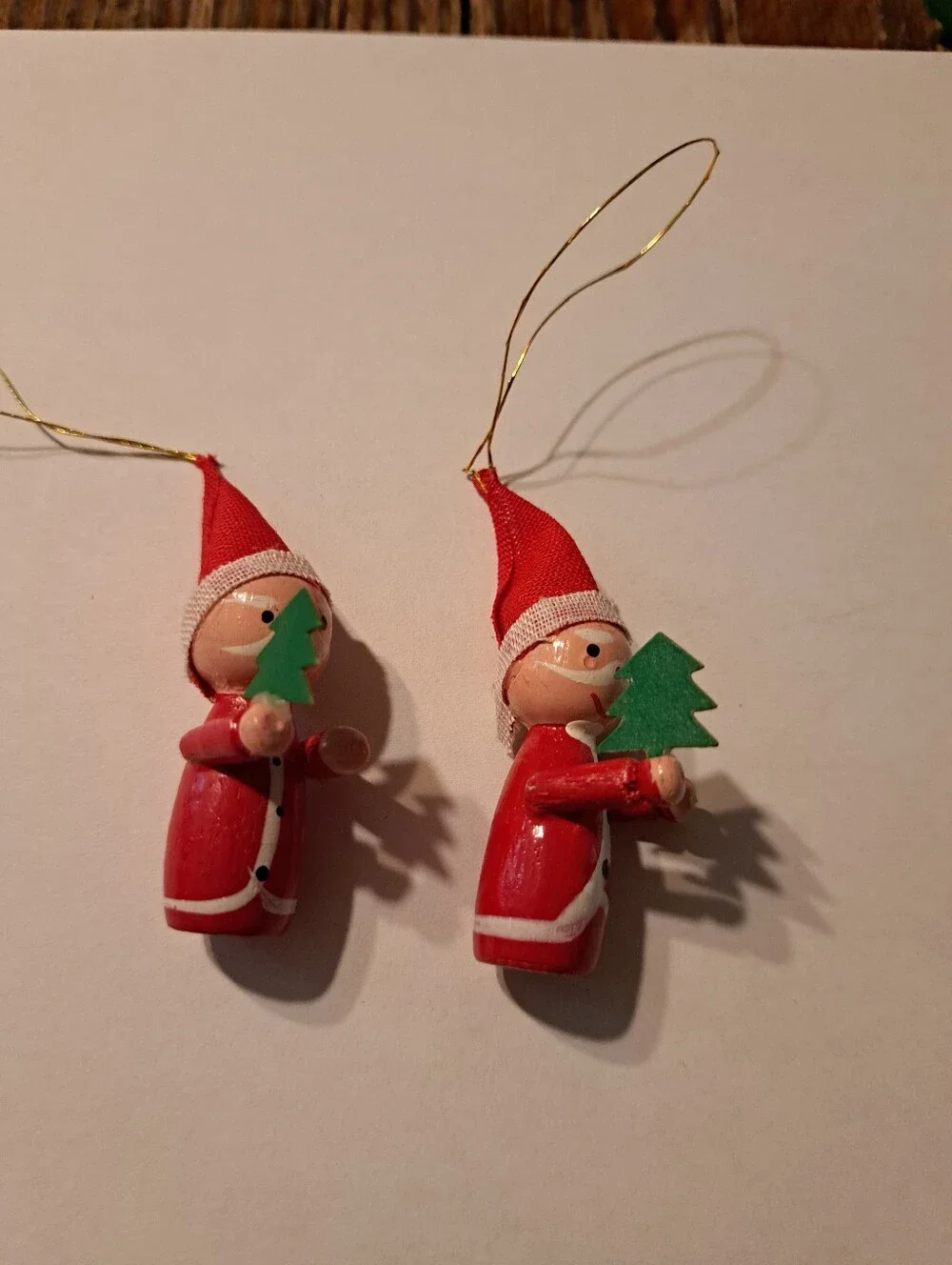 Vintage Wood Christmas Ornaments Lot 6 Hand Painted Wooden Rustic Farmhouse